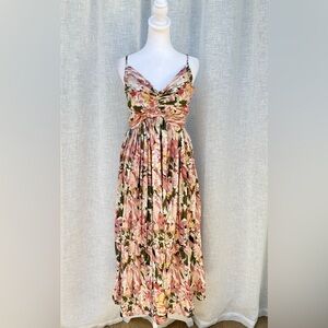 Chelsea Gunn Floral spaghetti strap pleated midi dress